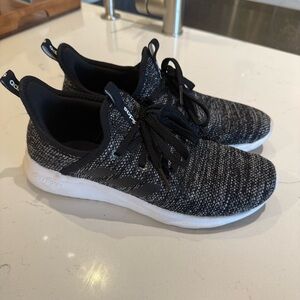 Adidas Black and White Knit Running Shoes, Size 7.5